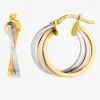 Boucles d'oreilles créoles tricolores en or 375 ‰ SO OR