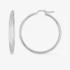 Boucles d'oreilles créoles 30 mm en or blanc 375‰ SO OR
