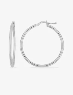 Boucles d'oreilles créoles 30 mm en or blanc 375‰ SO OR