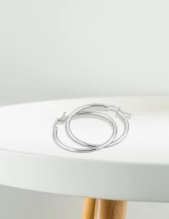 Boucles d'oreilles créoles 30 mm en or blanc 375‰ SO OR
