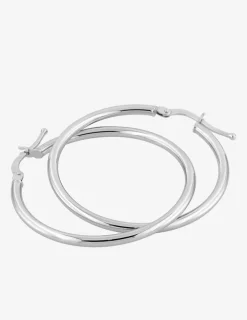 Boucles d'oreilles créoles 30 mm en or blanc 375‰ SO OR