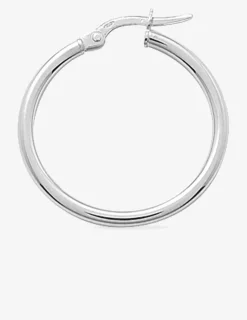 Boucles d'oreilles créoles lisses or blanc 750 ‰ diamètre ext 20 mm SO OR