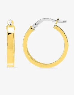 Boucles d'oreilles créoles or jaune 750 ‰ diamètre ext 15 mm fil rectangle SO OR