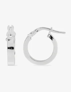 Boucles d'oreilles créoles or blanc 750 ‰ diamètre 10 mm, fil rectangle SO OR