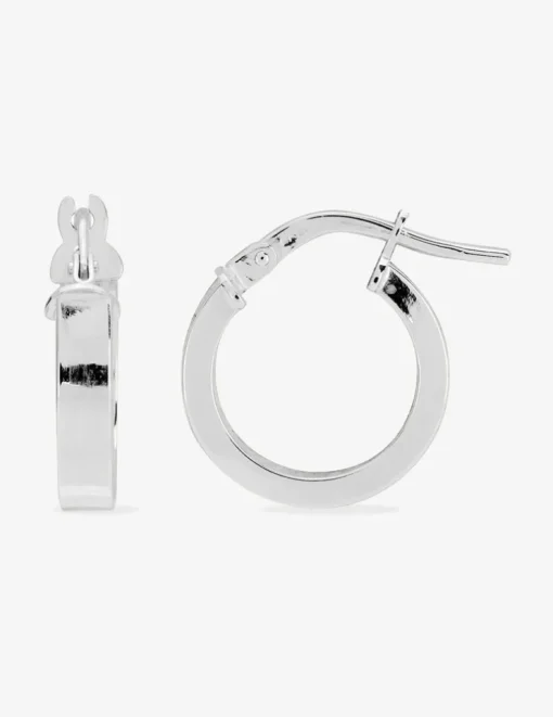 Boucles d'oreilles créoles or blanc 750 ‰ diamètre 10 mm, fil rectangle SO OR