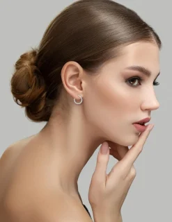 Boucles d'oreilles créoles or blanc 750 ‰ diamètre 10 mm, fil rectangle SO OR