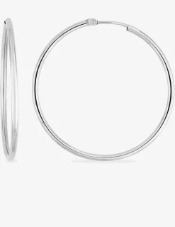 Boucles d'oreilles créoles or blanc 750 ‰ diamètre ext 35 mm SO OR