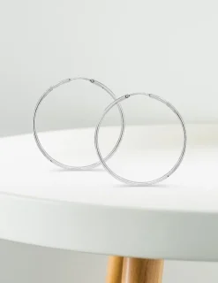 Boucles d'oreilles créoles or blanc 750 ‰ diamètre ext 35 mm SO OR