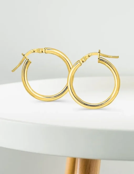 Boucles d'oreilles créoles or jaune 750 ‰ diamètre ext 15 mm SO OR