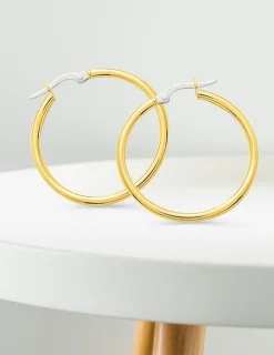 Boucles d'oreilles créoles or jaune 750 ‰ diamètre ext 25 mm fil 2 mm SO OR
