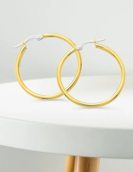 Boucles d'oreilles créoles or jaune 750 ‰ diamètre ext 25 mm fil 2 mm SO OR
