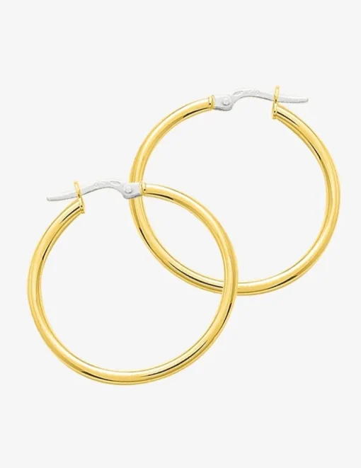 Boucles d'oreilles créoles or jaune 750 ‰ diamètre ext 25 mm fil 2 mm SO OR