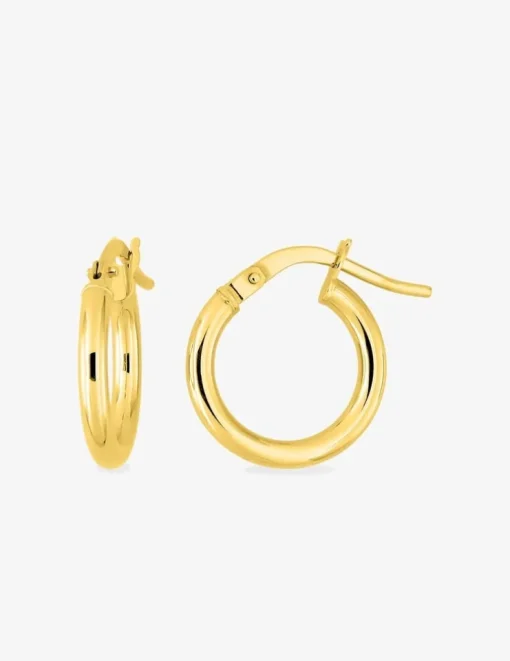 Boucles d'oreilles créoles or jaune 750 ‰ diamètre ext 10 mm fil 2 mm SO OR