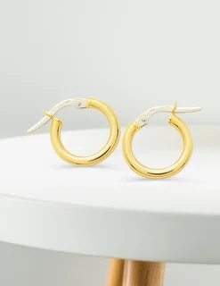 Boucles d'oreilles créoles or jaune 750 ‰ diamètre ext 10 mm fil 2 mm SO OR