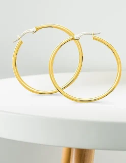 Boucles d'oreilles créoles or jaune 750 ‰ diamètre ext 30 mm fil 2 mm SO OR