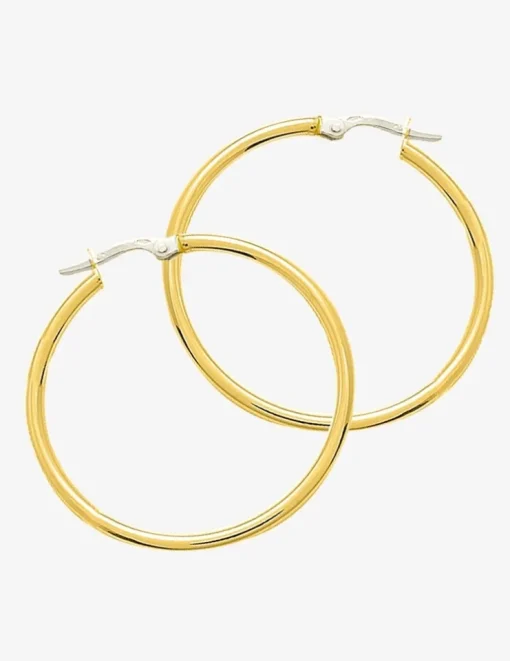 Boucles d'oreilles créoles or jaune 750 ‰ diamètre ext 30 mm fil 2 mm SO OR