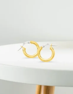 Boucles d'oreilles créoles lisses or jaune 750 ‰ diamètre ext 10 mm SO OR