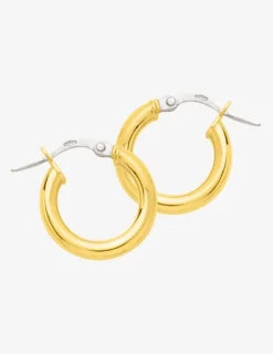 Boucles d'oreilles créoles lisses or jaune 750 ‰ diamètre ext 10 mm SO OR