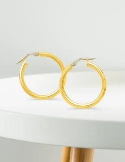 Boucles d'oreilles créoles lisses or jaune 750 ‰ diamètre ext 20 mm SO OR
