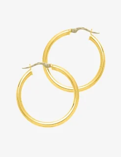 Boucles d'oreilles créoles lisses or jaune 750 ‰ diamètre ext 25 mm SO OR