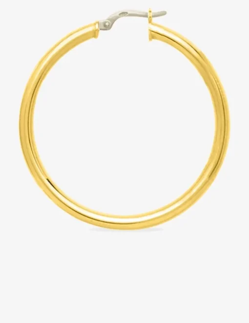 Boucles d'oreilles créoles lisses or jaune 750 ‰ diamètre ext 35 mm SO OR