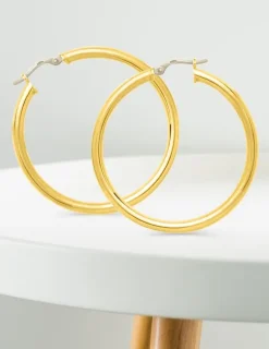 Boucles d'oreilles créoles lisses or jaune 750 ‰ diamètre ext 35 mm SO OR