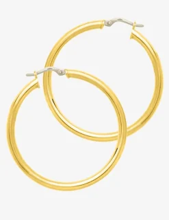 Boucles d'oreilles créoles lisses or jaune 750 ‰ diamètre ext 35 mm SO OR