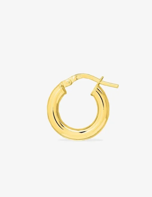 Boucles d'oreilles créoles lisses or jaune 750 ‰ diamètre ext 10 mm, fil 3 mm SO OR
