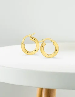Boucles d'oreilles créoles lisses or jaune 750 ‰ diamètre ext 10 mm, fil 3 mm SO OR