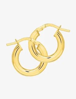 Boucles d'oreilles créoles lisses or jaune 750 ‰ diamètre ext 10 mm, fil 3 mm SO OR