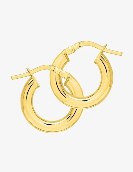 Boucles d'oreilles créoles lisses or jaune 750 ‰ diamètre ext 10 mm, fil 3 mm SO OR
