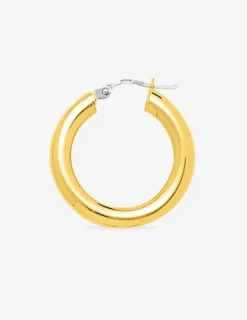 Boucles d'oreilles créoles lisses or jaune 750 ‰ diamètre ext 15 mm, fil 4 mm SO OR