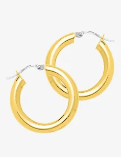 Boucles d'oreilles créoles lisses or jaune 750 ‰ diamètre ext 15 mm, fil 4 mm SO OR