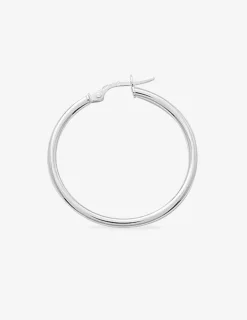 Boucles d'oreilles créoles lisses or blanc 750 ‰ diamètre ext 25 mm SO OR