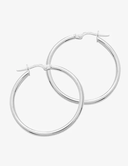 Boucles d'oreilles créoles lisses or blanc 750 ‰ diamètre ext 25 mm SO OR