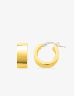Boucles d'oreilles créoles or jaune 750 ‰ diamètre 10 mm, fil rectangle SO OR