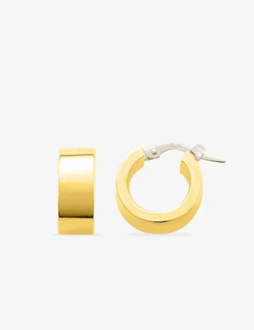 Boucles d'oreilles créoles or jaune 750 ‰ diamètre 10 mm, fil rectangle SO OR
