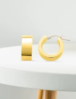 Boucles d'oreilles créoles or jaune 750 ‰ diamètre 10 mm, fil rectangle SO OR