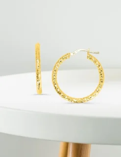 Boucles d'oreilles créoles fantaisie or jaune 750 ‰ diamètre 20 mm SO OR