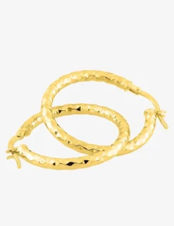 Boucles d'oreilles créoles fantaisie or jaune 750 ‰ diamètre 20 mm SO OR