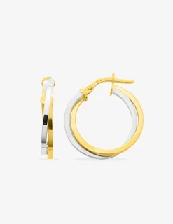Boucles d'oreilles créoles bicolores or 750 ‰ SO OR