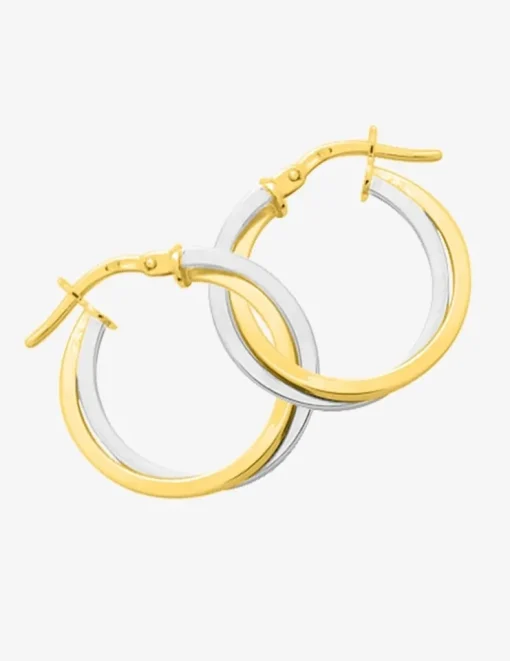 Boucles d'oreilles créoles bicolores or 750 ‰ SO OR