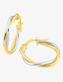 Boucles d'oreilles créoles bicolores entrelacées or 750 ‰ SO OR