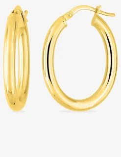 Boucles d'oreilles créoles lisses or jaune 750 ‰ SO OR