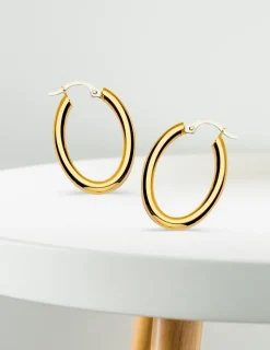Boucles d'oreilles créoles lisses or jaune 750 ‰ SO OR