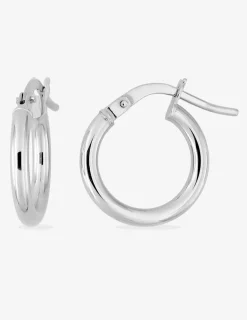 Boucles d'oreilles créoles lisses or blanc 750 ‰ diamètre ext 10 mm SO OR