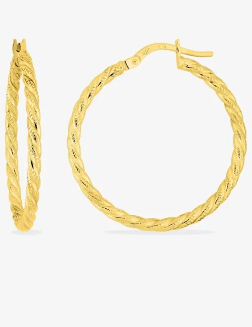 Boucles d'oreilles créoles torsadées or jaune 375 ‰ 25 mm SO OR