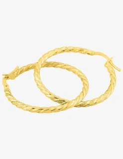 Boucles d'oreilles créoles torsadées or jaune 375 ‰ 25 mm SO OR