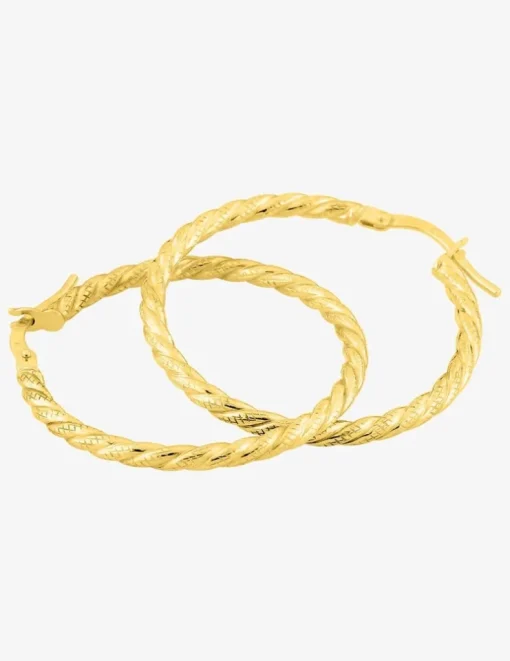 Boucles d'oreilles créoles torsadées or jaune 375 ‰ 25 mm SO OR