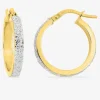 Boucles d'oreilles créoles or jaune 375 ‰ et glitter, diamètre 15 mm SO OR